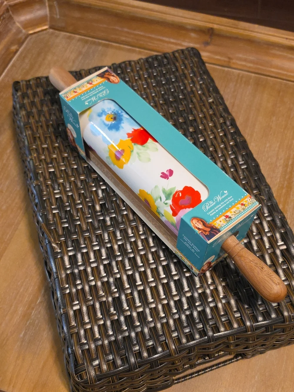 Pioneer Woman Ceramic Floral White Rolling Pin - Multicolor NWT